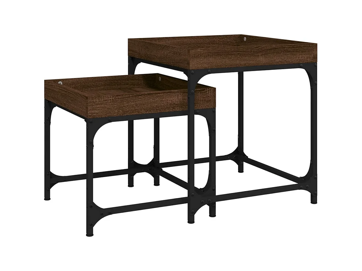 Table basse salon-Tables d'appoint 2 pcs Design élégant Chêne marron Bois d'ingénierie SHL94214