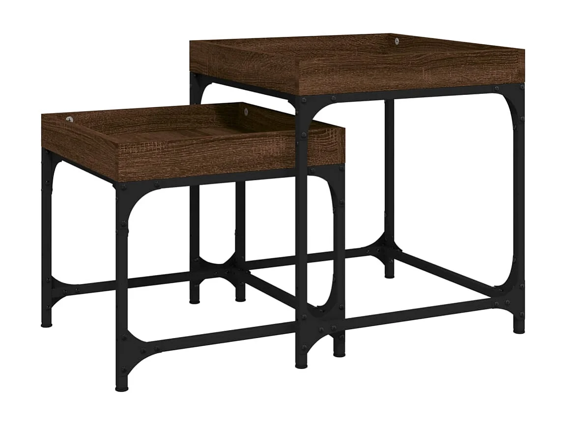 Table basse salon-Tables d'appoint 2 pcs Design élégant Chêne marron Bois d'ingénierie SHL94214