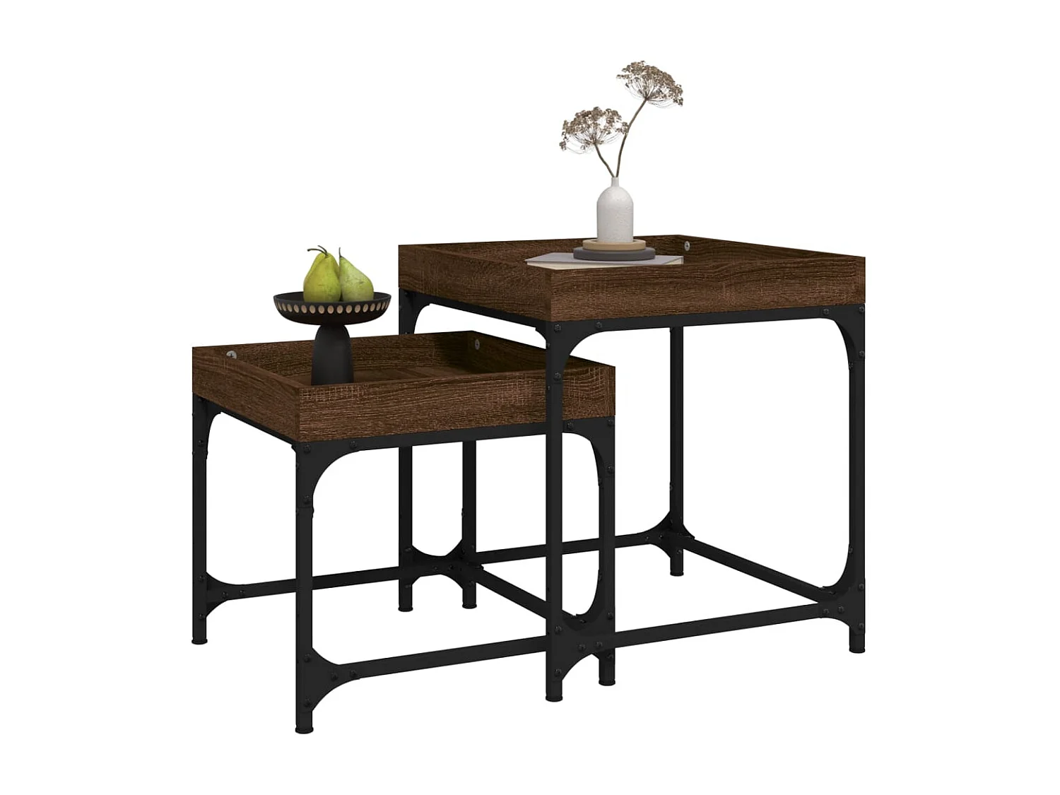 Table basse salon-Tables d'appoint 2 pcs Design élégant Chêne marron Bois d'ingénierie SHL94214