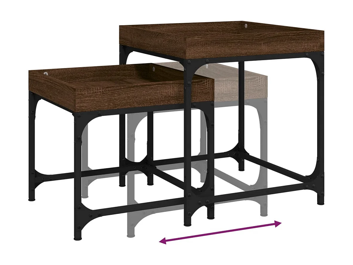 Table basse salon-Tables d'appoint 2 pcs Design élégant Chêne marron Bois d'ingénierie SHL94214