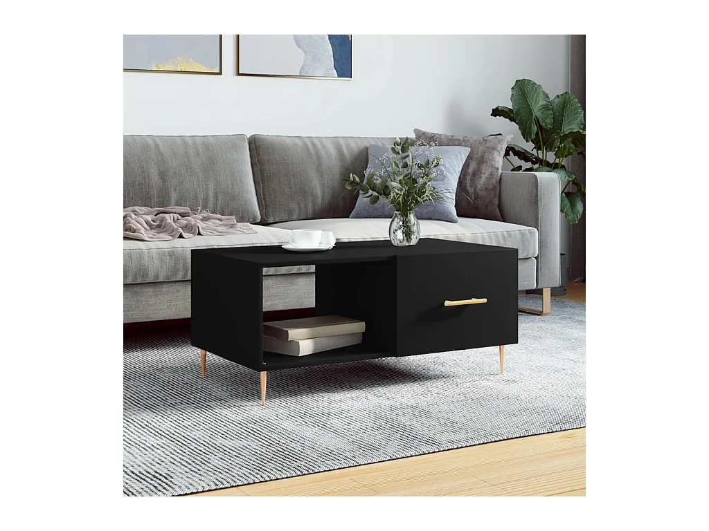 Mesa de centro | Mesa auxiliar madera de ingeniería negra 102x55x42 cm SHL157276