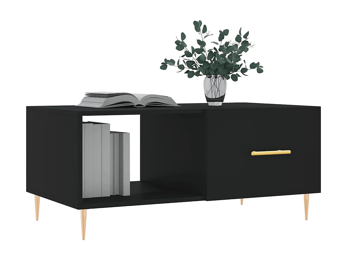 Mesa de centro | Mesa auxiliar madera de ingeniería negra 102x55x42 cm SHL157276