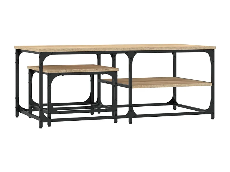 Mesa de centro-Mesa auxiliar con tablero de cristal rectangular SHL3852