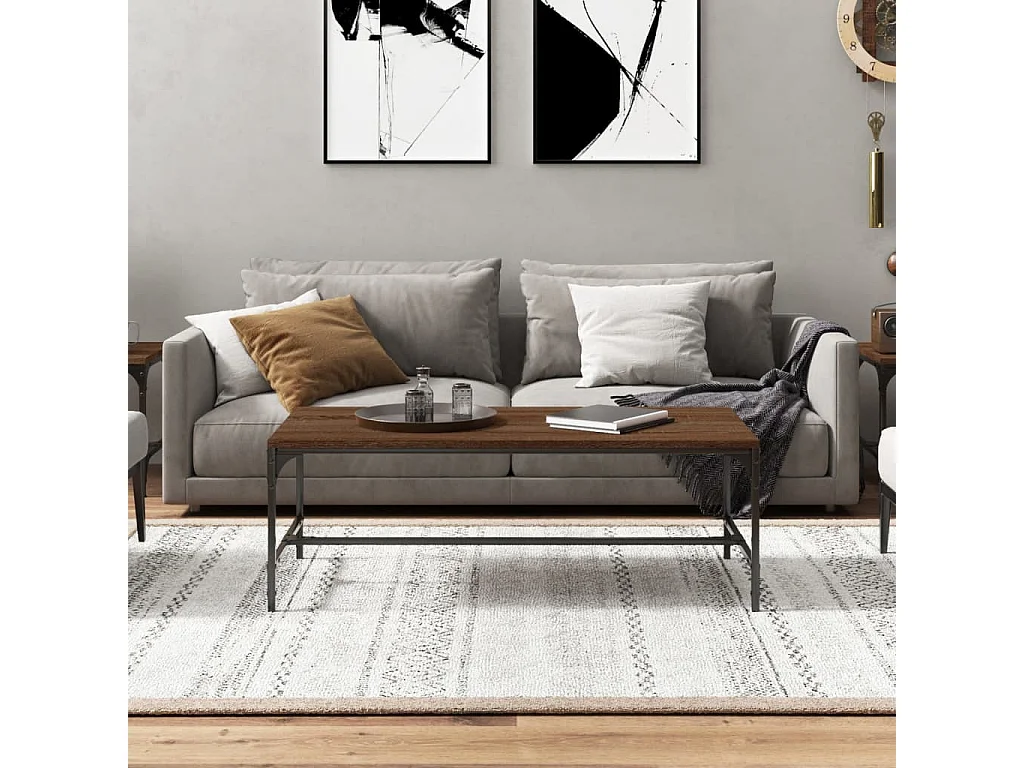 Mesa de centro | Mesa de apoio 100x50x35 cm derivados madeira carvalho castanho