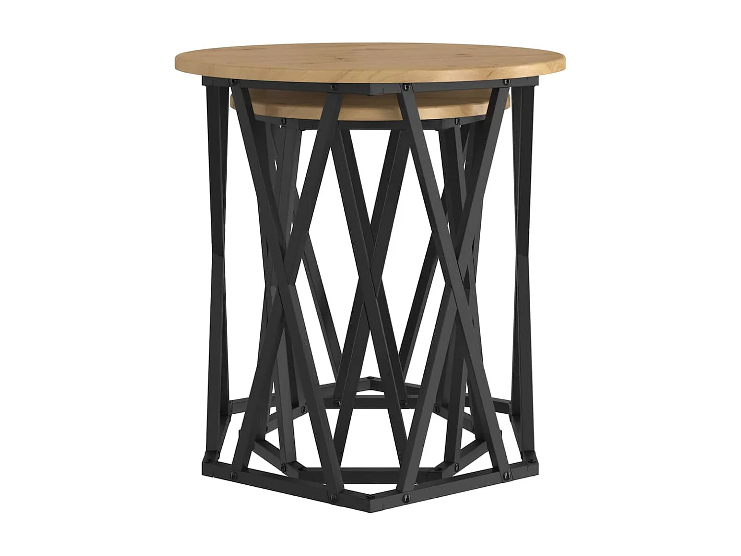 Couchtisch 2er Set-Sofatisch-Beistelltische Artisan-Eiche Ingenieure Holz und Stahl SHL49990