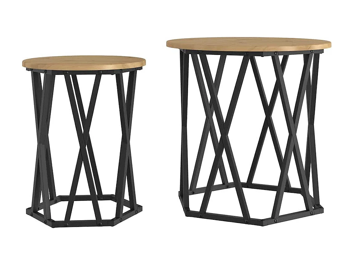 2 pcs Mesas de centro | Mesa de apoio | Mesa de café carvalho artisiano 50x50x50 cm