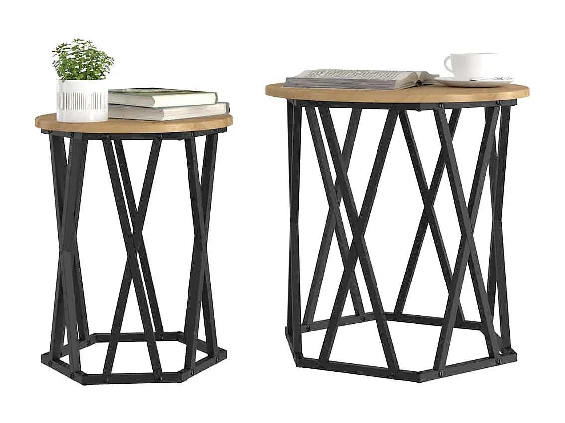 2 pcs Mesas de centro | Mesa de apoio | Mesa de café carvalho artisiano 50x50x50 cm