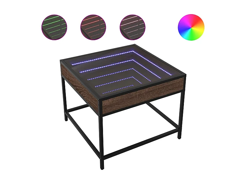 Couchtisch mit Infinity-LED | Beistelltische | Sofatisch Braun Eichen-Optik 50x50x41 cm SHL94190
