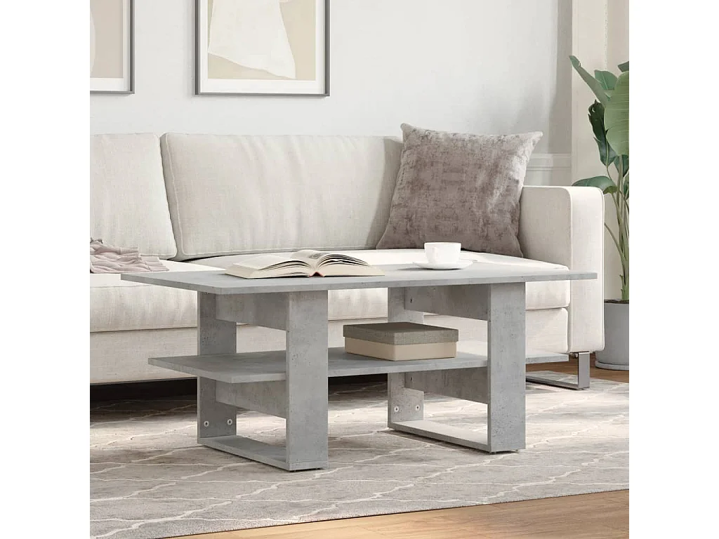 Couchtisch-Wohnzimmertisch-Beistelltische Betongrau 102x55x42 cm Holzwerkstoff SHL58582