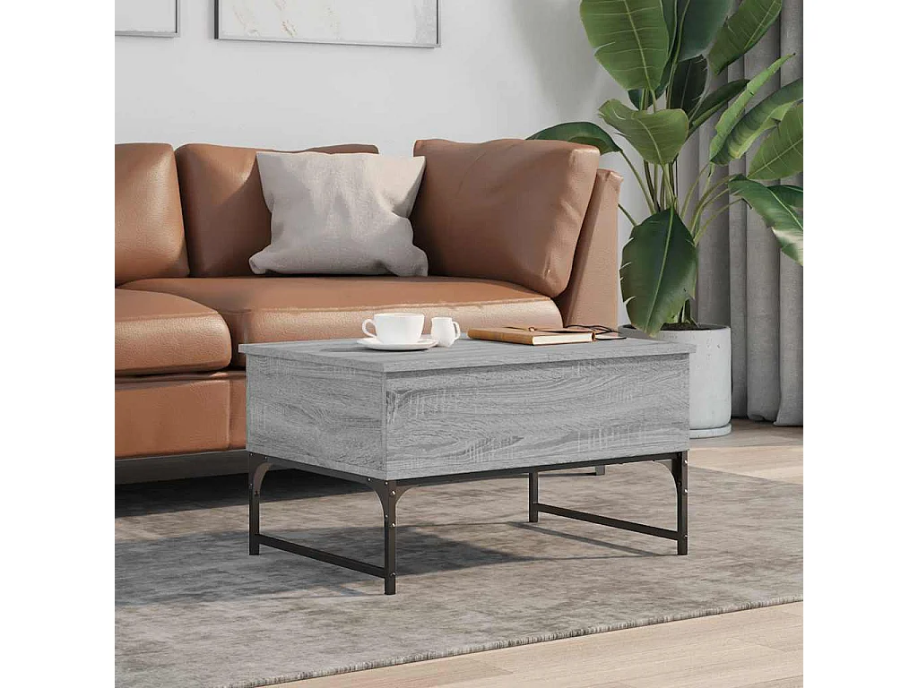 Couchtisch-Wohnzimmertisch-Beistelltische Grau Sonoma 70x50x40 cm Holzwerkstoff und Metall SHL99569