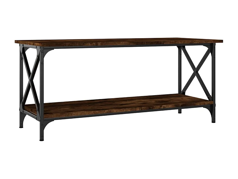 Table basse salon-Table d'appoint Chêne fumé 100x45x45 cm Bois d'ingénierie et fer SHL37274