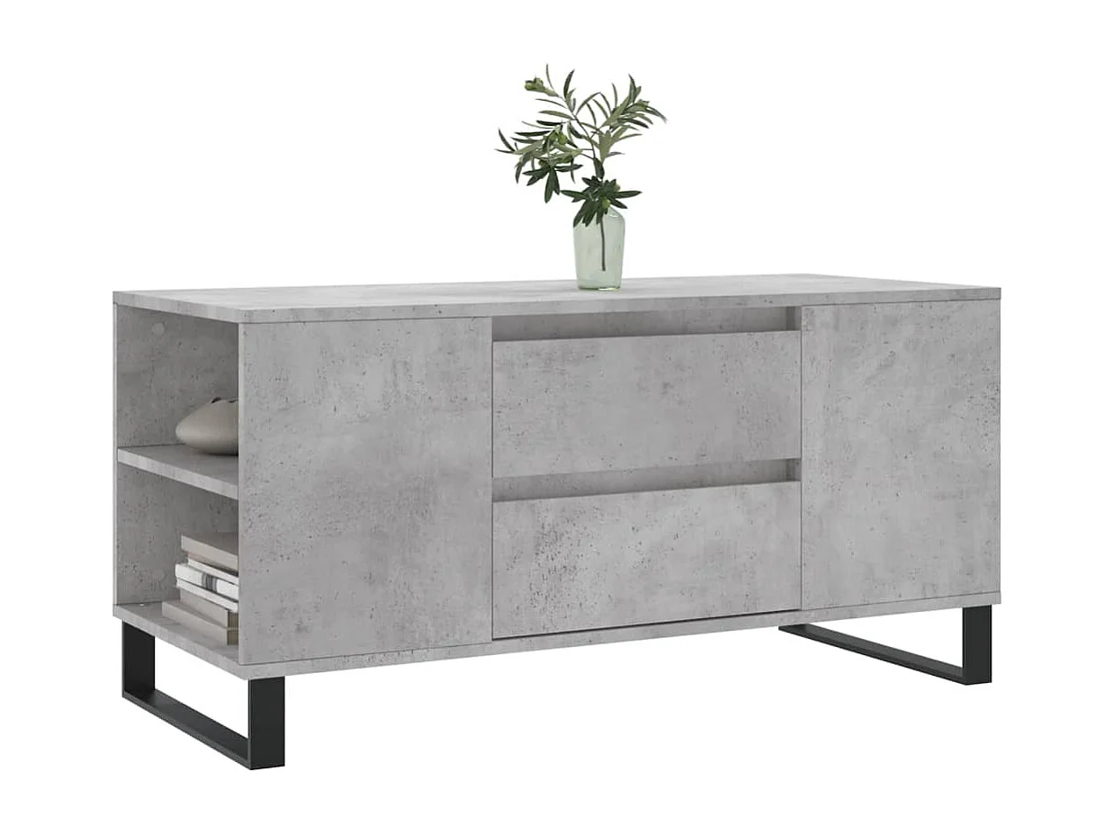 Couchtisch-Wohnzimmertisch-Beistelltische Betongrau 102x44,5x50 cm Holzwerkstoff SHL92894