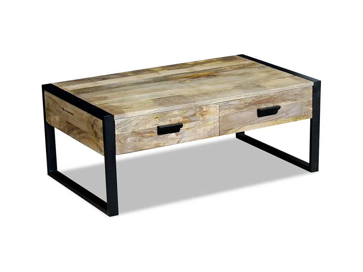 Table basse salon-Table d'appoint avec 2 tiroirs Bois de manguier massif 100x60x40 cm SHL40288