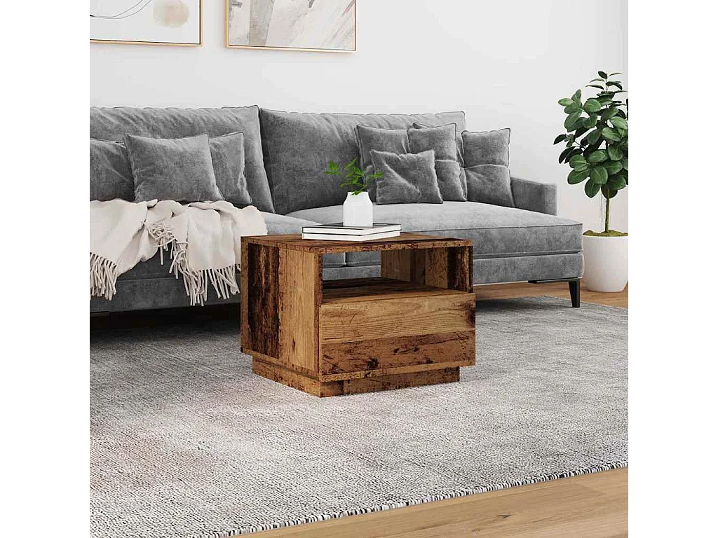 Mesa de centro-Mesa auxiliar-Mesita de centro de madera contrachapada negro 40x40x30 cm SHL506