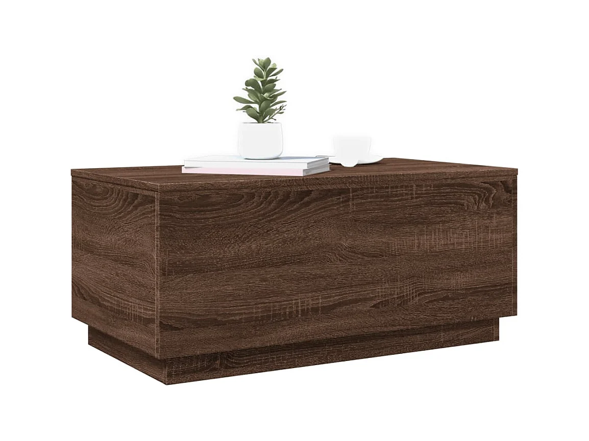Table basse salon-Table d'appoint avec lumières LED chêne marron 90x50x40 cm SHL67674