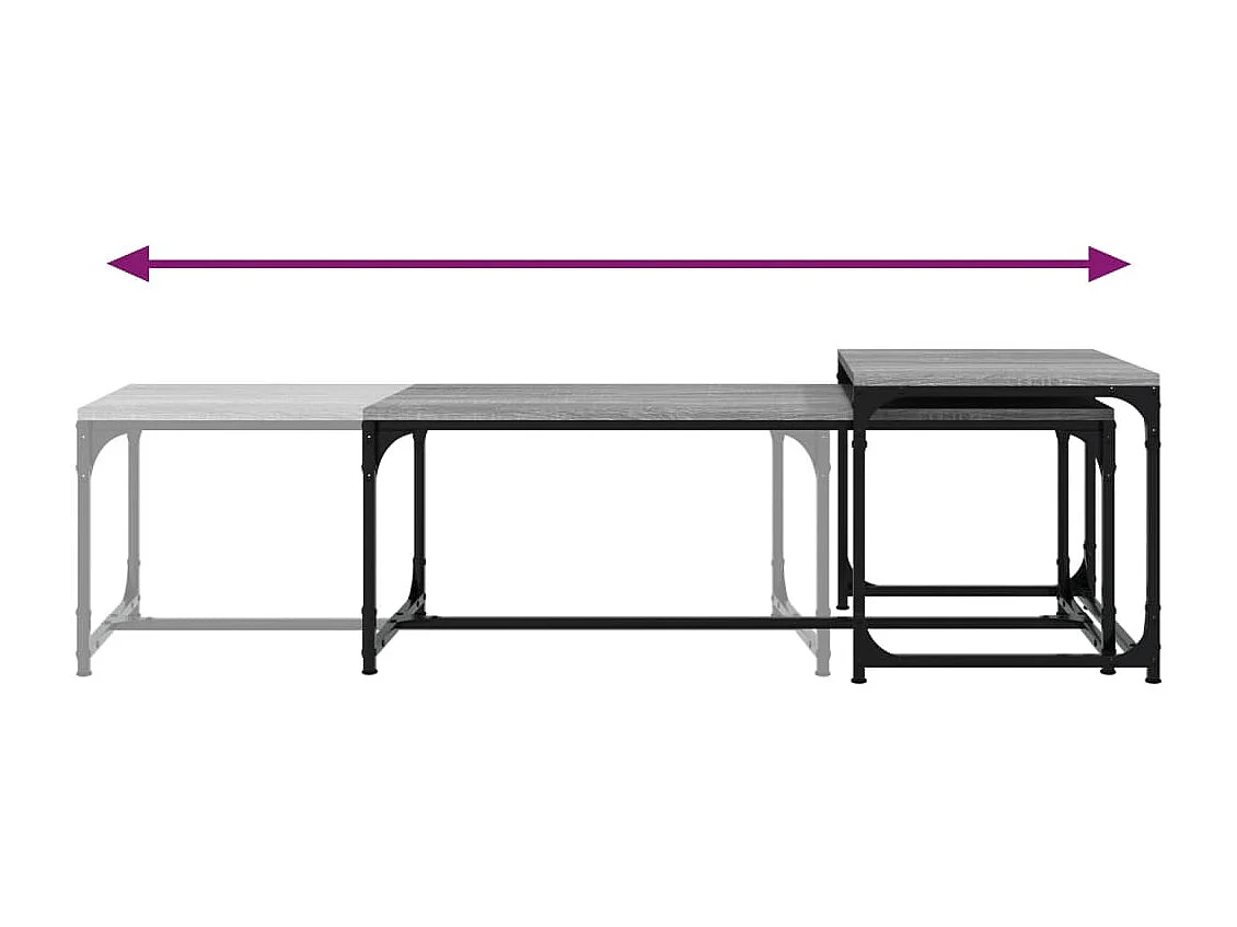 Couchtisch 2er Set-Sofatisch-Beistelltische Grau Sonoma Holzwerkstoff SHL6832