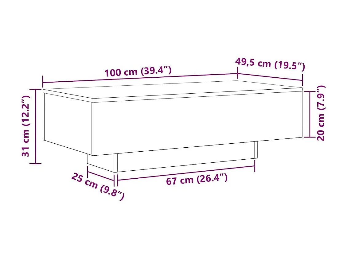 Mesa de centro-Mesa auxiliar-Mesita de centro madera contrachapada blanco brillo 100x50x40 cm SHL4850