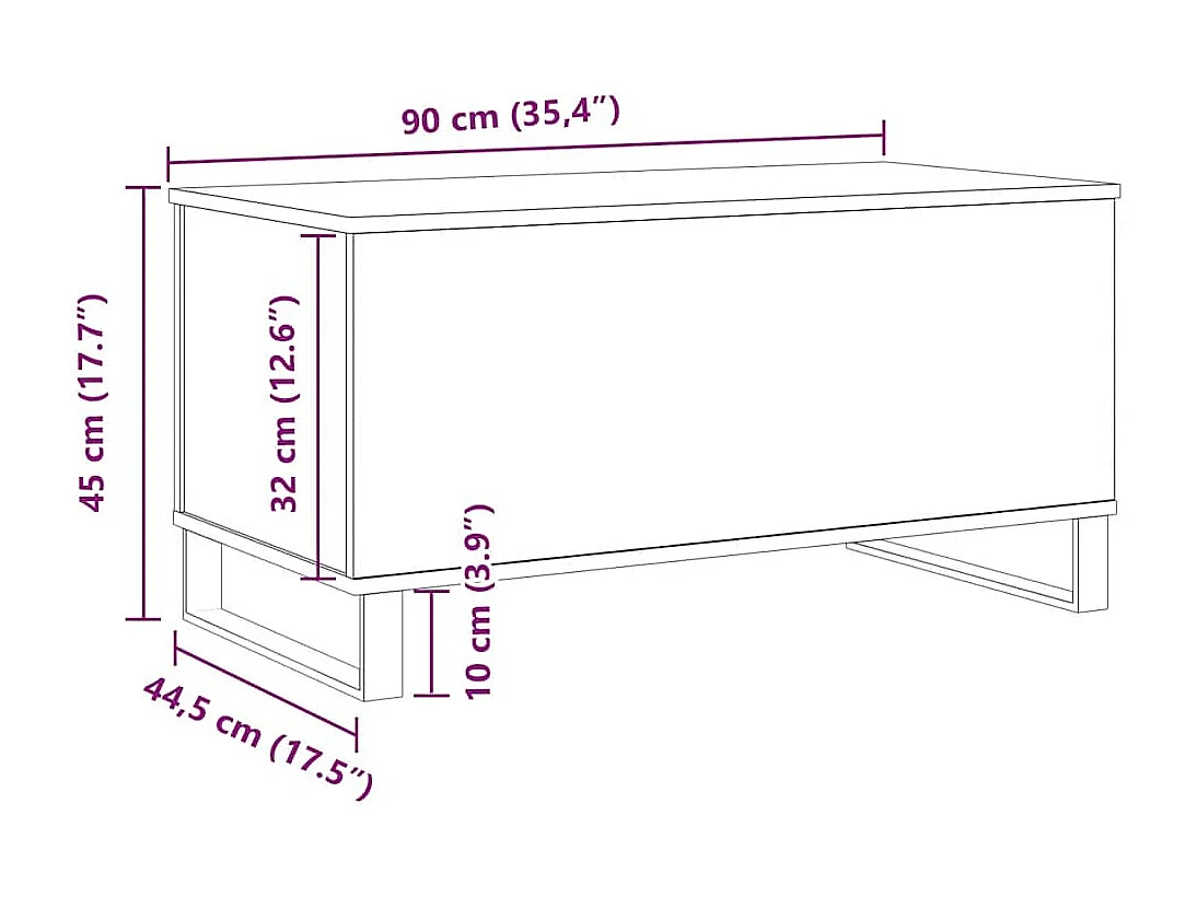 Mesa de centro | Mesa de apoio 90x44.5x45 cm derivados madeira carvalho artisiano