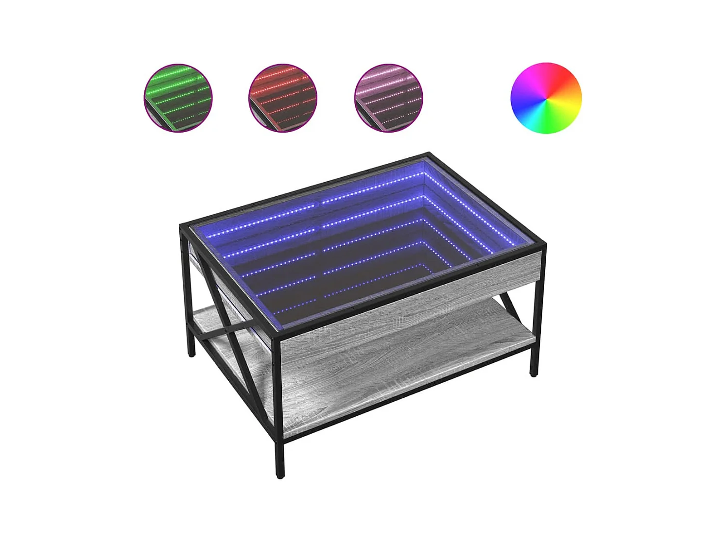 Table basse salon-Table d'appoint avec LED infini sonoma gris 70x50x38 cm SHL18964