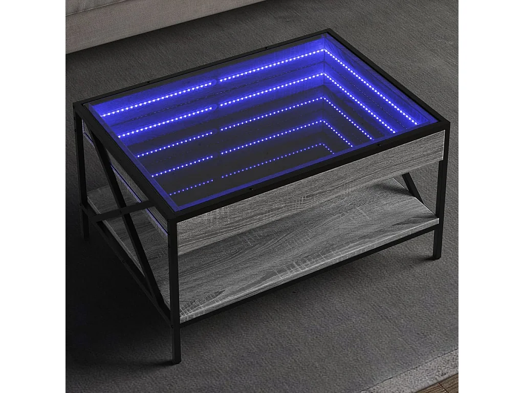 Couchtisch mit Infinity-LED | Beistelltische | Sofatisch Grau Sonoma 70x50x38 cm SHL10511