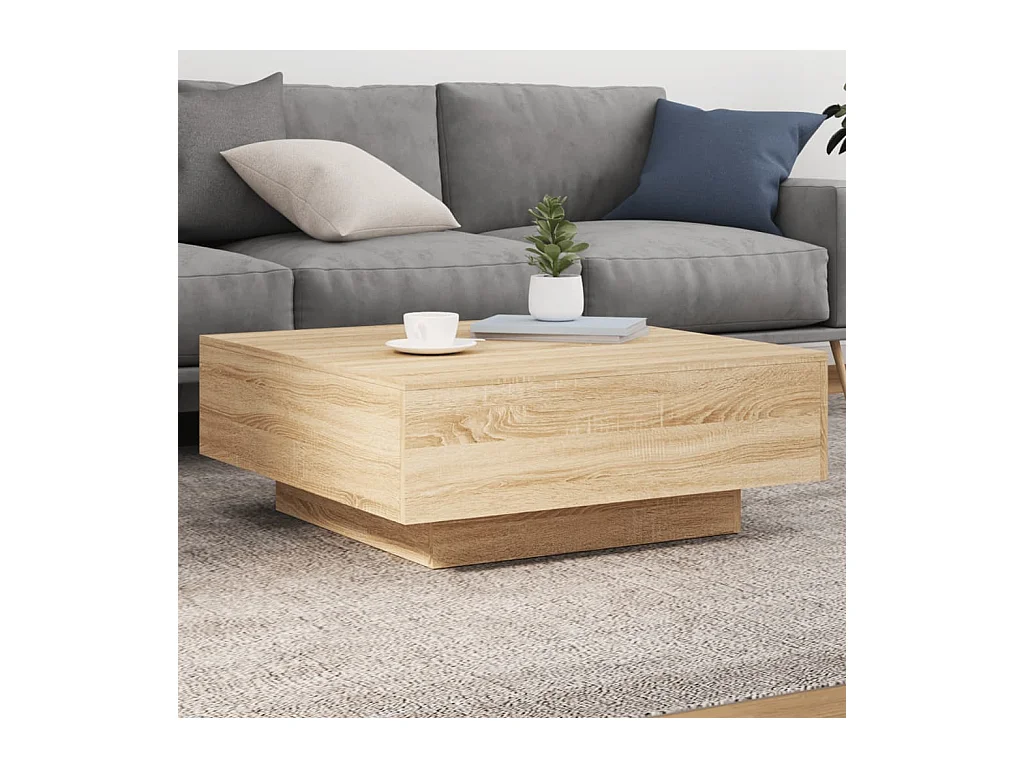 Mesa de centro-Mesa auxiliar de madera de ingeniería blanca 90x59x42 cm SHL118