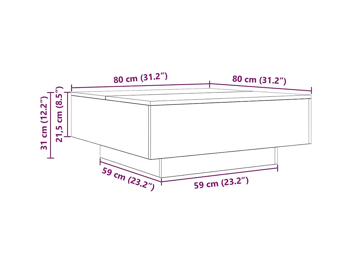 Mesa de centro-Mesa auxiliar de madera de ingeniería blanca 90x59x42 cm SHL118