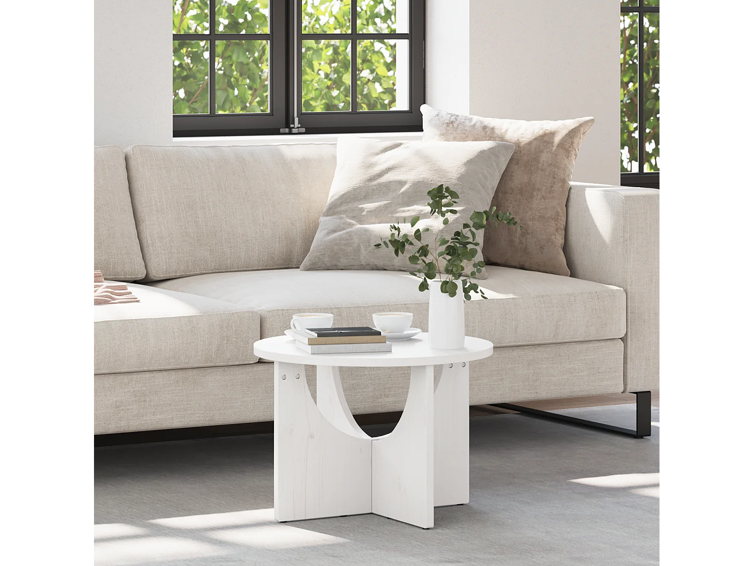 Couchtisch-Wohnzimmertisch-Beistelltische Weiß 50x50x35 cm Massivholz Kiefer SHL27889