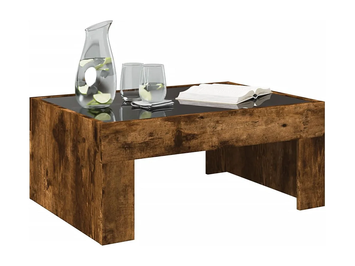 Couchtisch mit Infinity-LED | Beistelltische | Sofatisch Räuchereiche 70x50x30 cm SHL50197