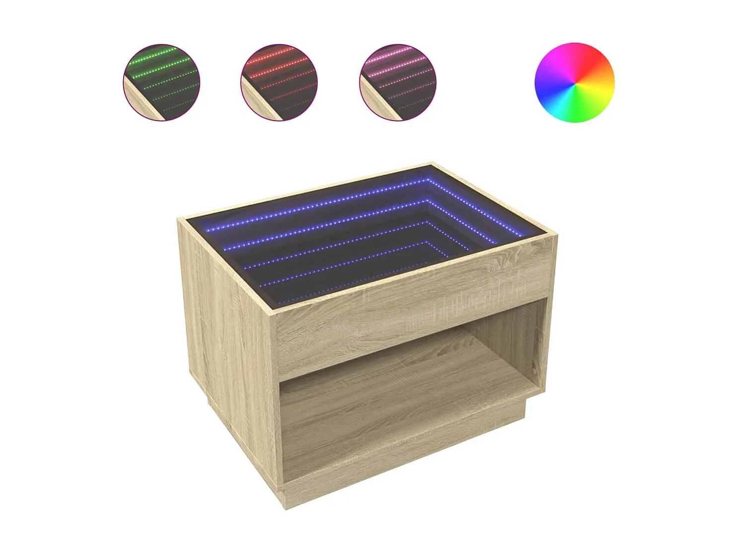 Table basse salon-Table d'appoint avec LED infini chêne sonoma 70x50x50 cm SHL90912