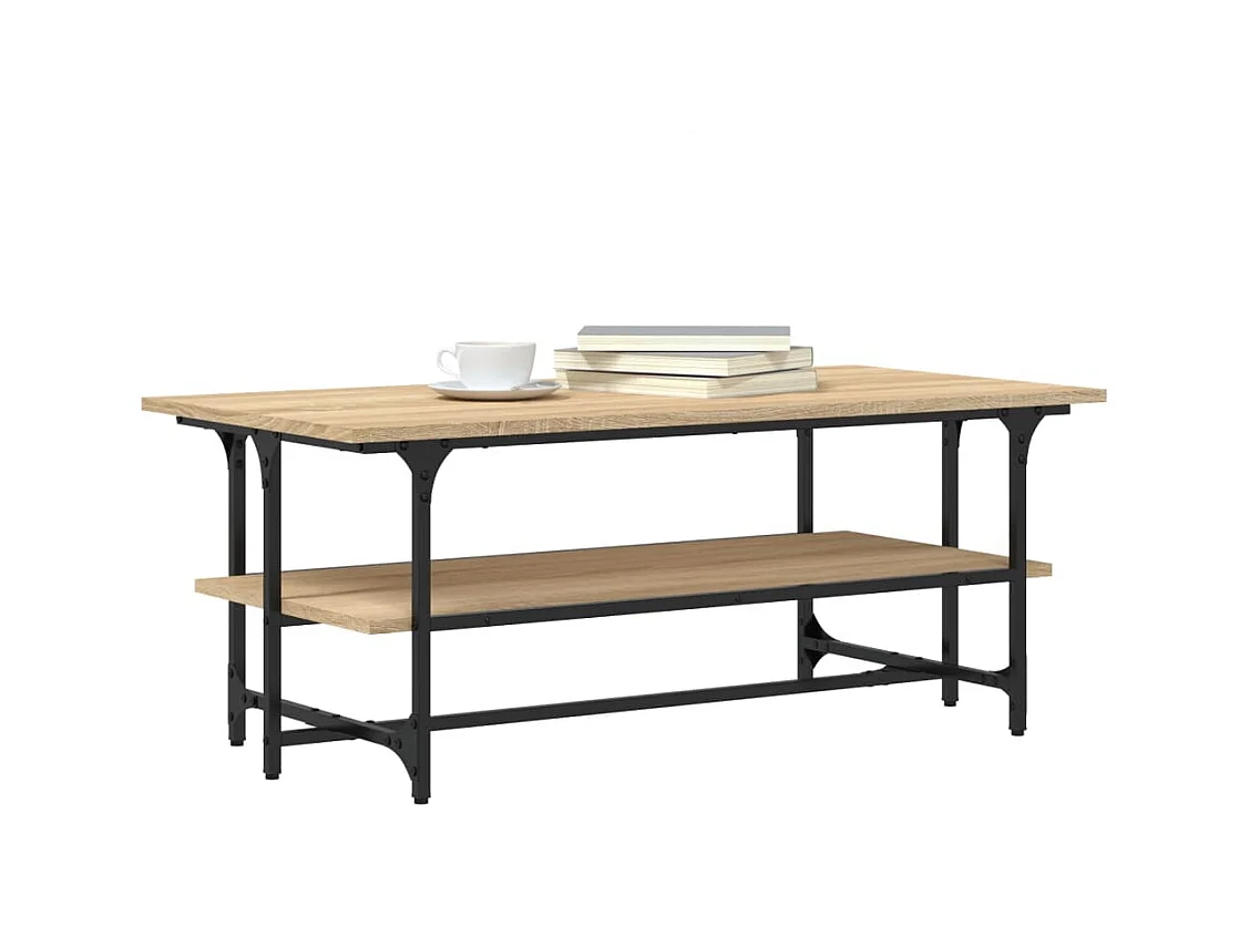 Mesa de centro-Mesa auxiliar BODO madera maciza de pino gris 100x55x46 cm SHL45160