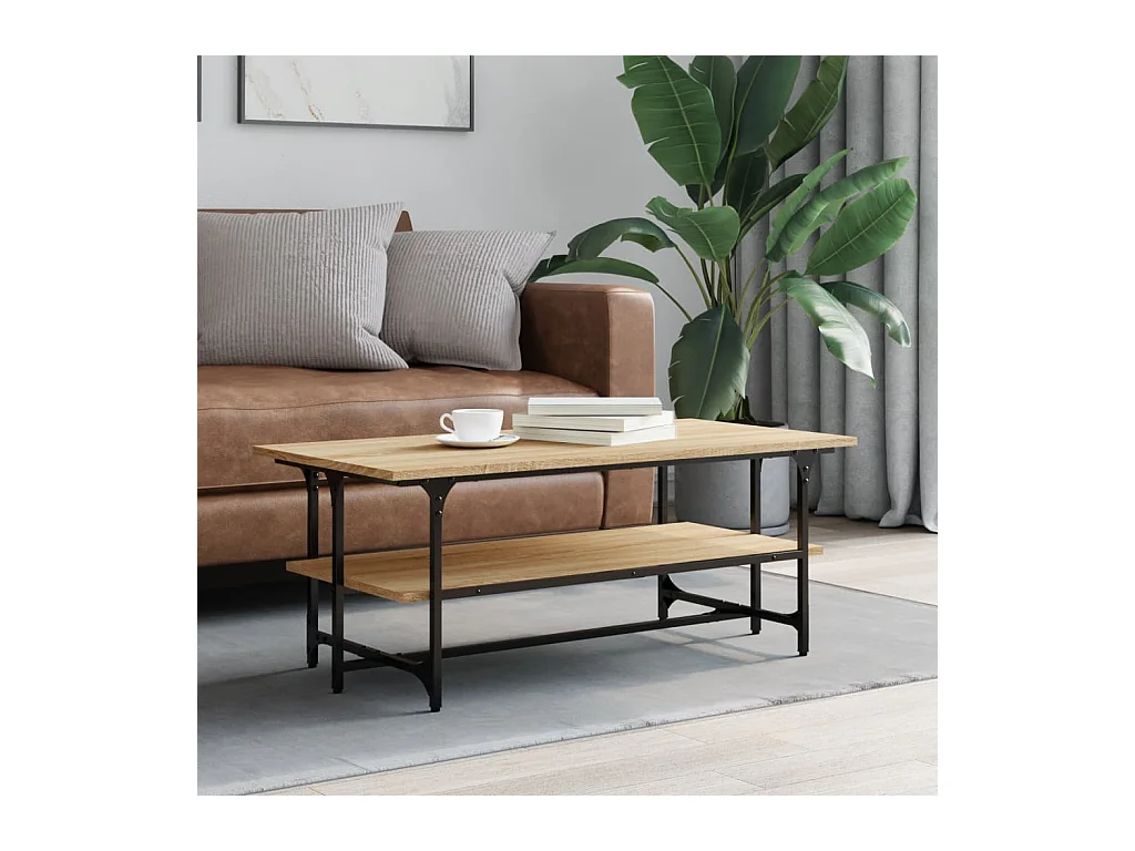 Mesa de centro-Mesa auxiliar BODO madera maciza de pino gris 100x55x46 cm SHL45160