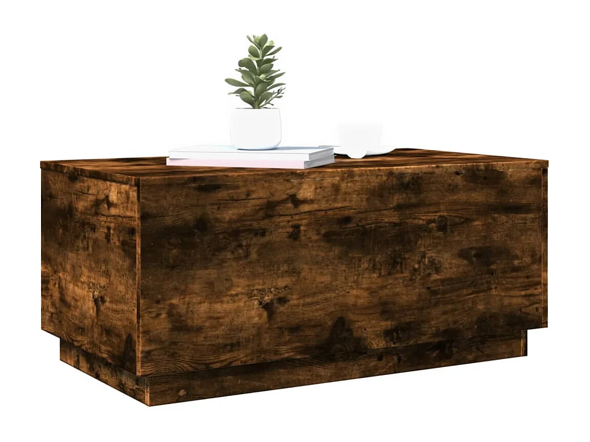 Couchtisch mit LED-Leuchten-Beistelltische-Sofatisch Räuchereiche 90x50x40 cm SHL383