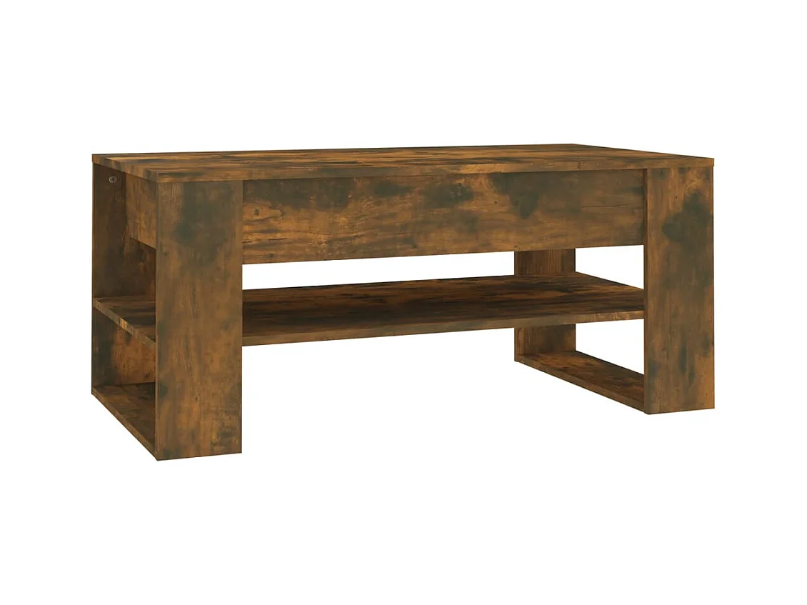 Table basse salon-Table d'appoint chêne fumé 102x55x45 cm bois d'ingénierie SHL9971