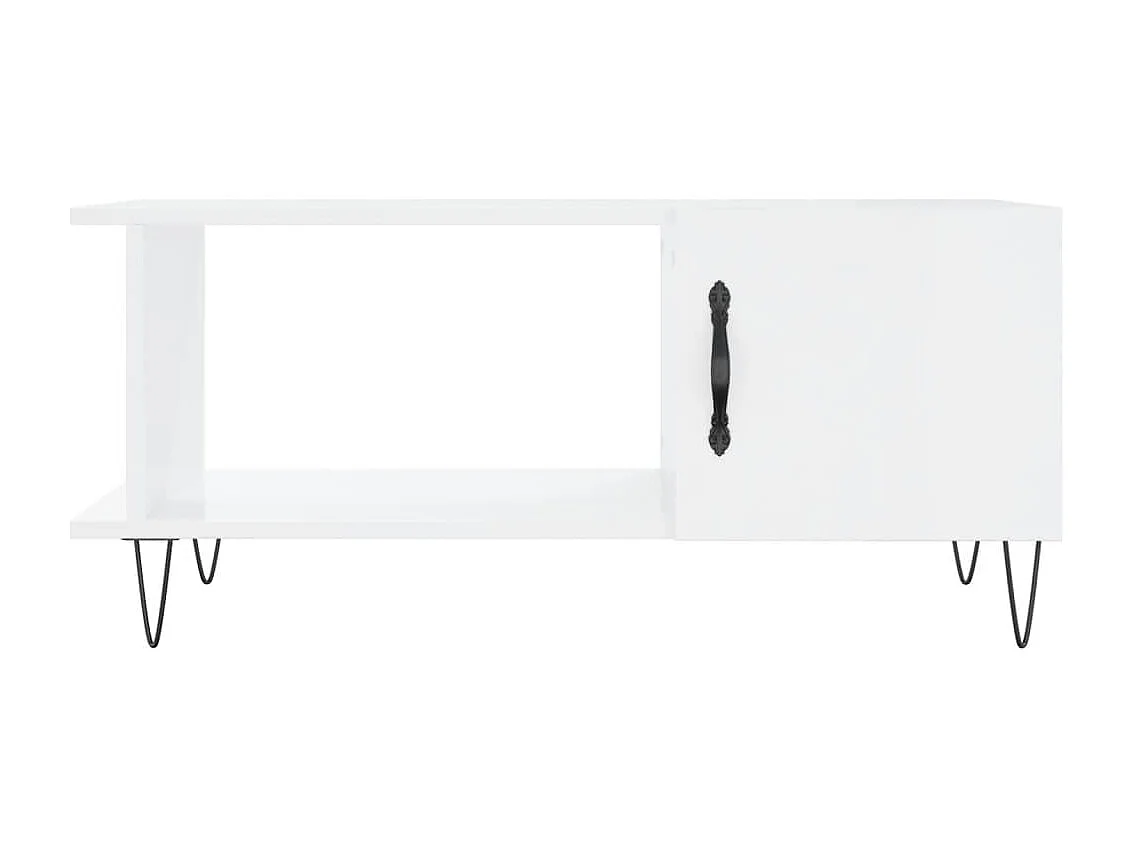 Mesa de centro | Mesa de apoio 90x50x40 cm madeira processada branco brilhante