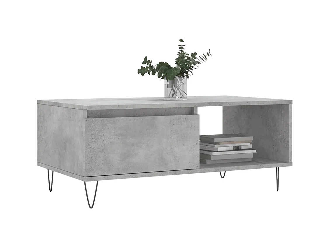 Table basse salon-Table d'appoint Gris béton 90x50x36,5 cm Bois d'ingénierie SHL6976