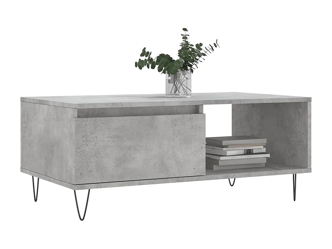 Table basse salon-Table d'appoint Gris béton 90x50x36,5 cm Bois d'ingénierie SHL6976