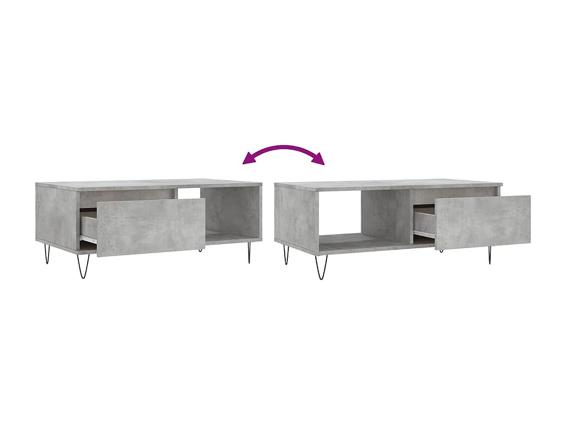 Table basse salon-Table d'appoint Gris béton 90x50x36,5 cm Bois d'ingénierie SHL6976