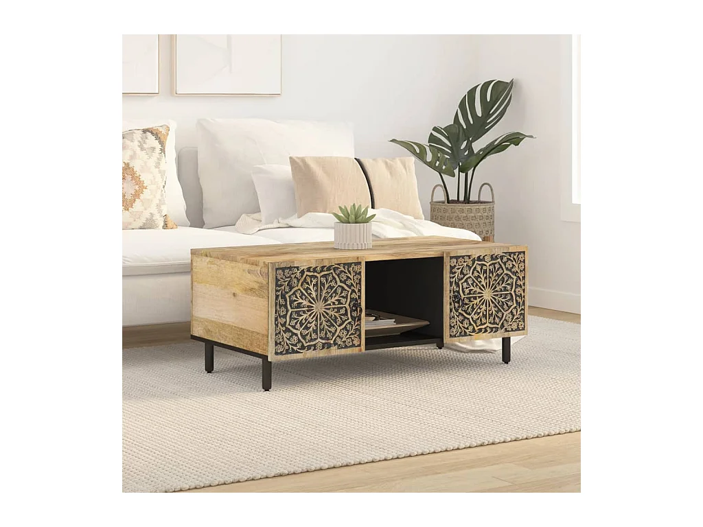 Mesa de centro | Mesa de apoio | Mesa de café 100x54x40 cm madeira de mangueira maciça