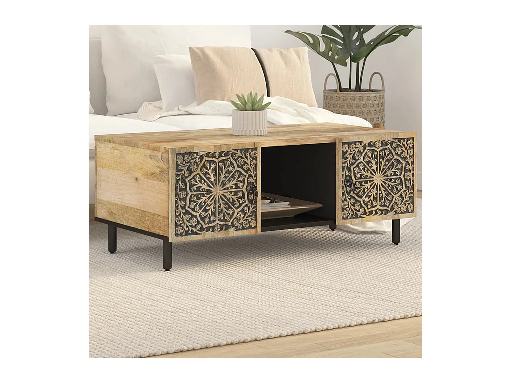 Mesa de centro | Mesa de apoio | Mesa de café 100x54x40 cm madeira de mangueira maciça