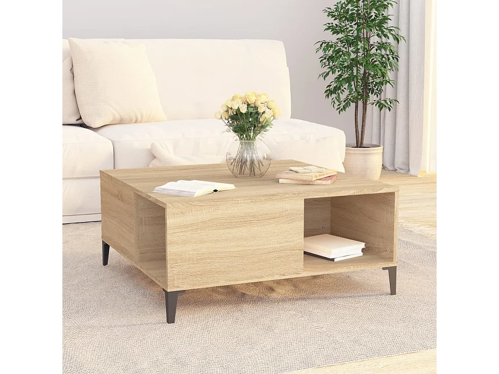 Mesa de centro | Mesa auxiliar madera contrachapada roble Sonoma 90x50x36,5 cm SHL654