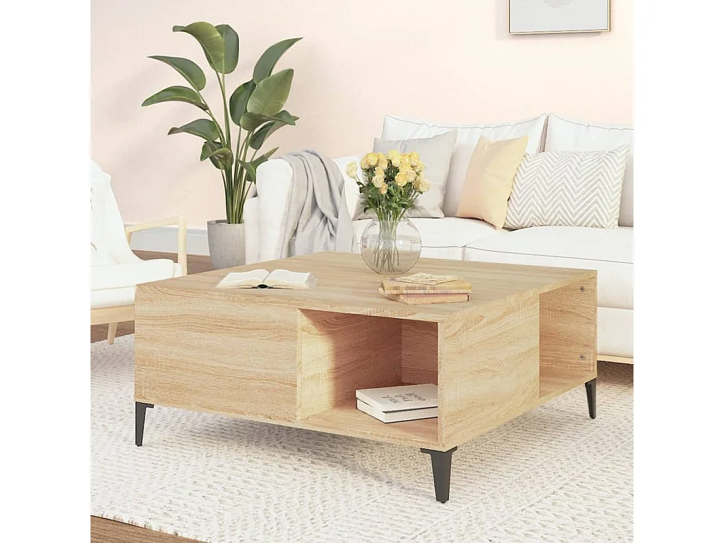 Couchtisch-Wohnzimmertisch-Beistelltische Sonoma-Eiche 80x80x36,5 cm Holzwerkstoff SHL73416