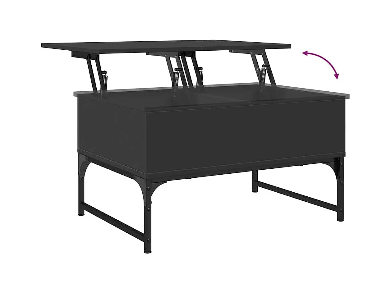 Mesa de centro | Mesa de apoio 70x50x40 cm derivados de madeira/metal preto