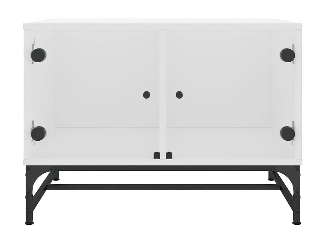 Table basse salon-Table à thé avec rangement-portes en verre-blanc 68,5x50x50 cm SHL34460