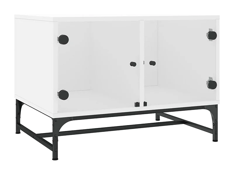 Table basse salon-Table à thé avec rangement-portes en verre-blanc 68,5x50x50 cm SHL34460