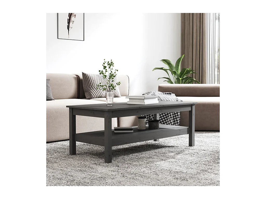 Mesa de centro | Mesa auxiliar madera contrachapada gris hormigón 80x80x36,5 cm SHL407878