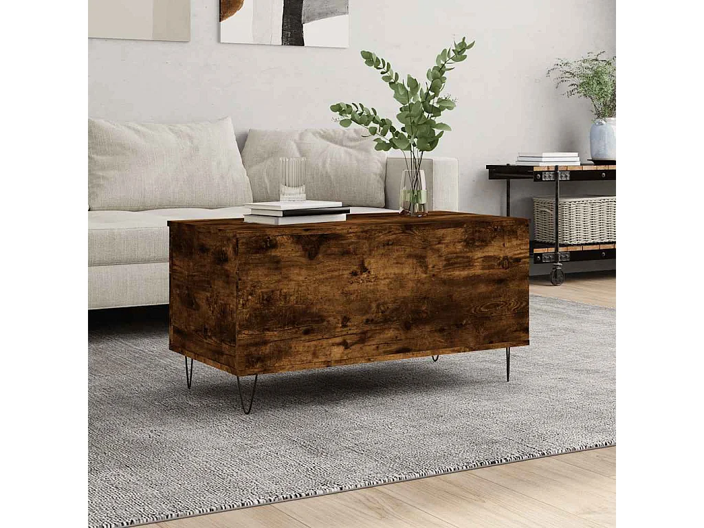 Couchtisch-Wohnzimmertisch-Beistelltische Räuchereiche 90x44,5x45 cm Holzwerkstoff SHL95394