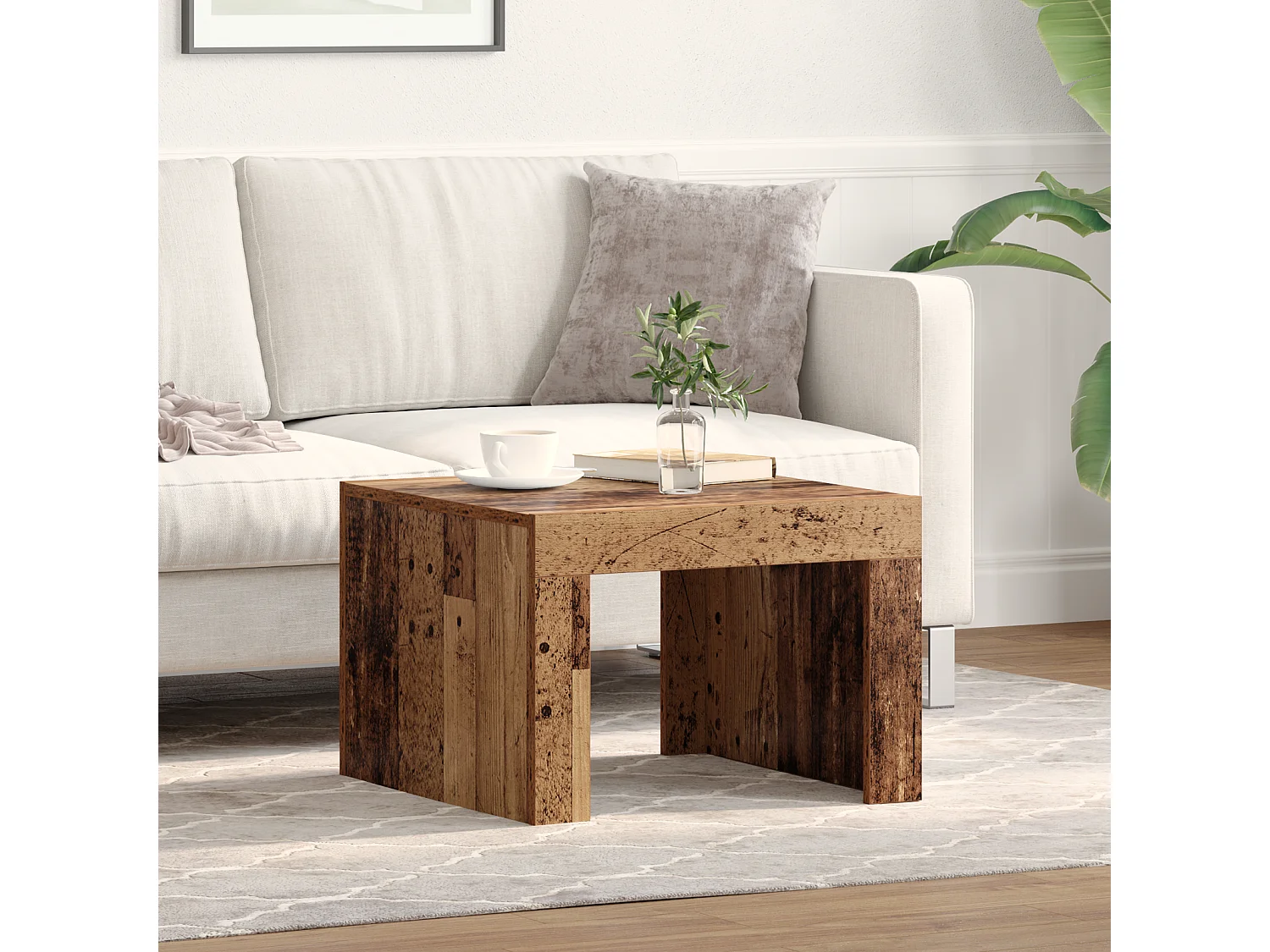 Couchtisch-Wohnzimmertisch-Beistelltische Altholz 50x50x35 cm Holzwerkstoff SHL43963