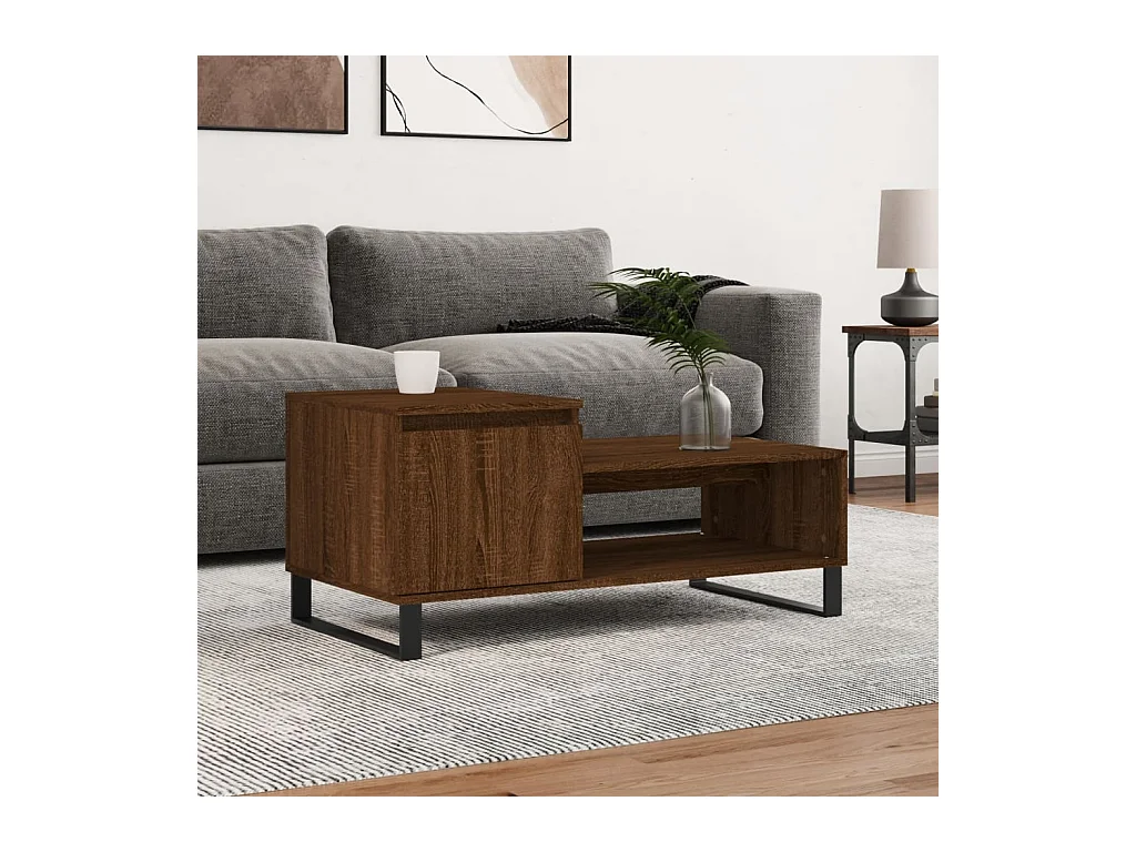 Table basse salon-Table d'appoint Chêne marron 100x50x45 cm Bois d'ingénierie SHL9019