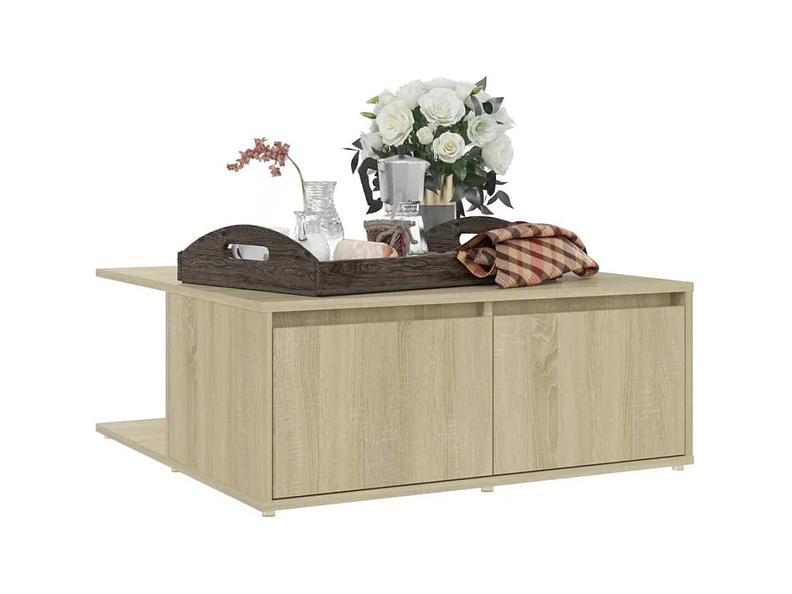 Mesa de centro | Mesa auxiliar con ruedas madera ingeniería roble 91x55x34 cm SHL2796