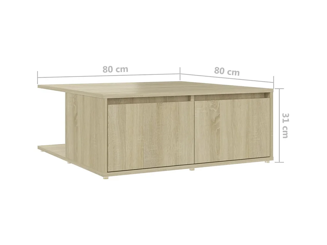 Mesa de centro | Mesa auxiliar con ruedas madera ingeniería roble 91x55x34 cm SHL2796